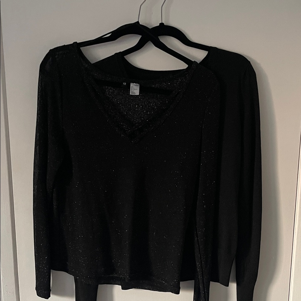 Elegant Black Long Sleeve Tops